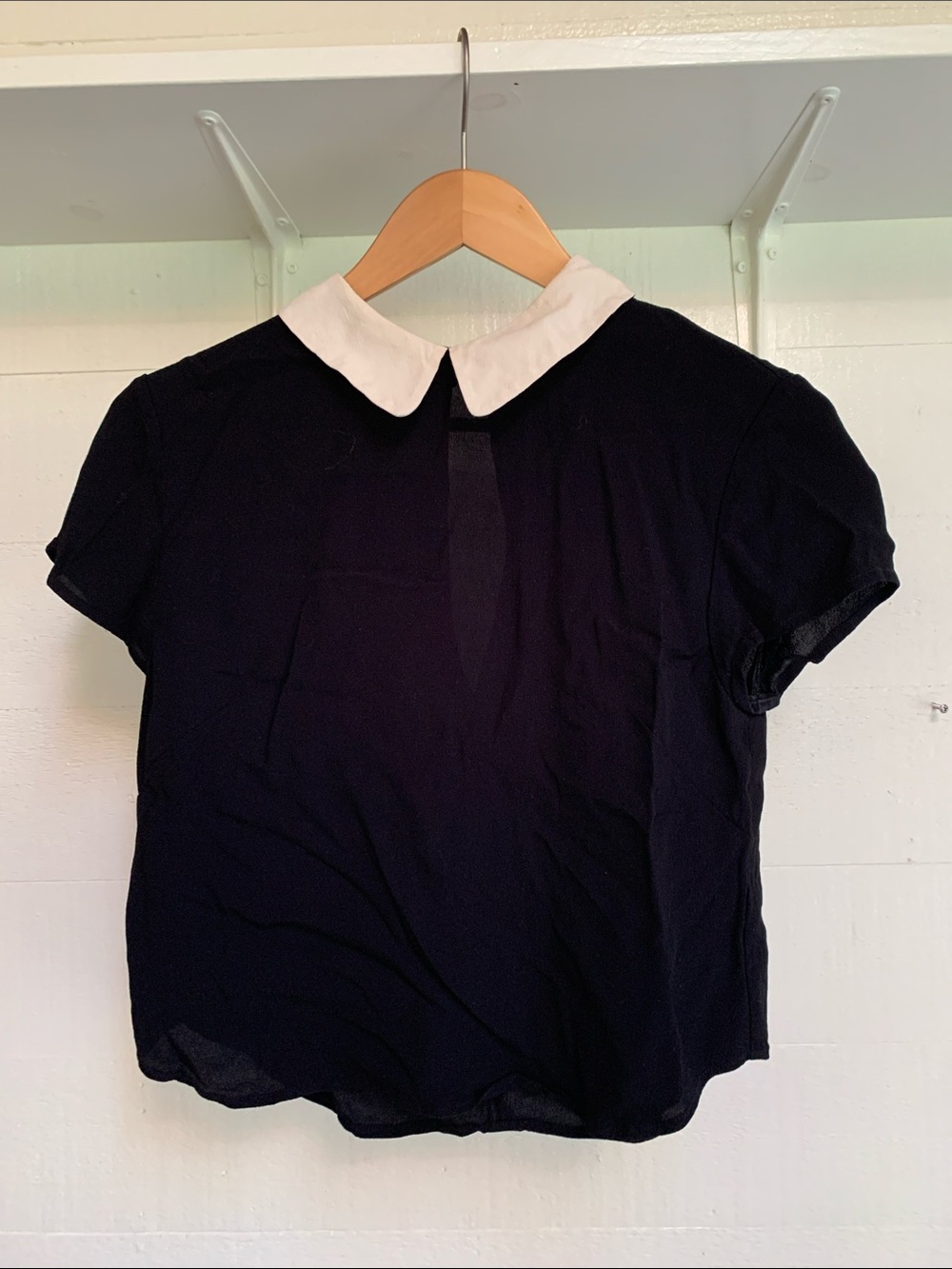 Sunday Best Black Blouse with White Peter Pan Collar